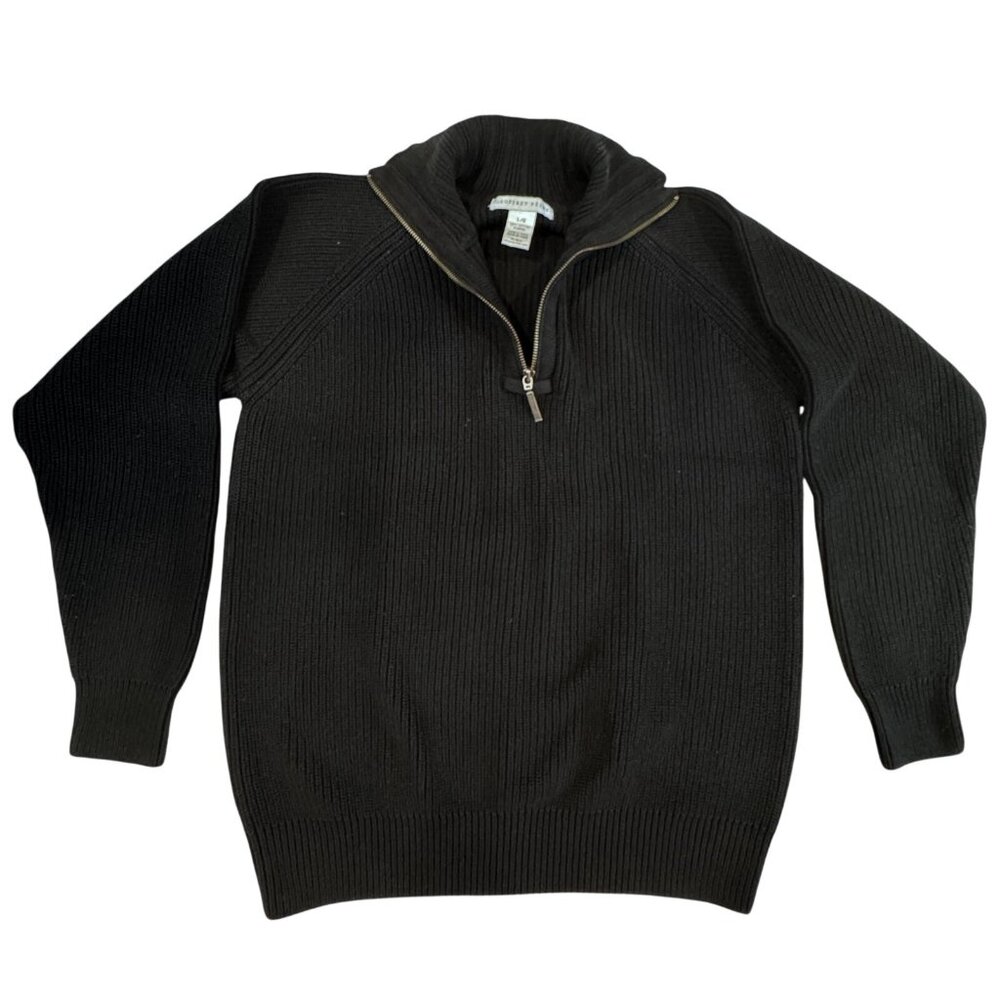 Geoffrey Beene Quarter Zip Pullover Sweater Mens Size Large Black Cotton Cozy
